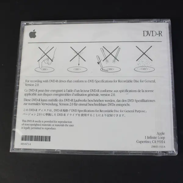 Genuine Apple 4.7GB DVD-R Blank Disc New Sealed
