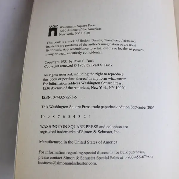 The Good Earth Oprah's Book Club Paperback By Pearl S. Buck