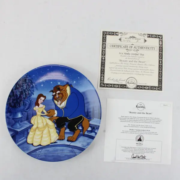Disney Beauty & The Beast Treasured Moments Bradford Exchange Plate COA