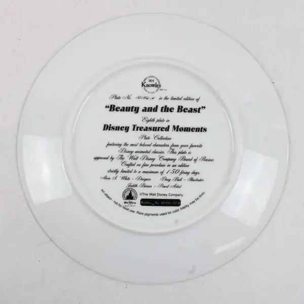 Disney Beauty & The Beast Treasured Moments Bradford Exchange Plate COA