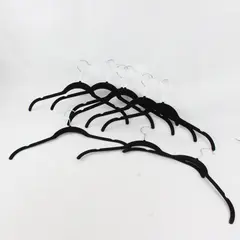 Lot of 10 Black Velvet Non Slip Large Clothes Hangers Metal Hooks