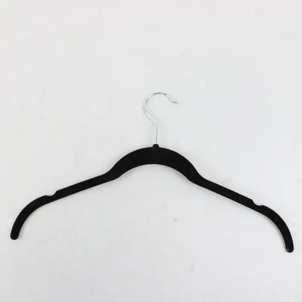 Lot of 10 Black Velvet Non Slip Large Clothes Hangers Metal Hooks