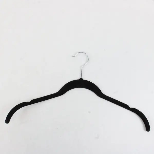 Lot of 10 Black Velvet Non Slip Large Clothes Hangers Metal Hooks
