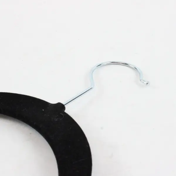 Lot of 10 Black Velvet Non Slip Large Clothes Hangers Metal Hooks