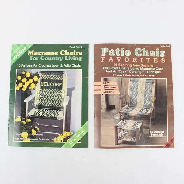 Lot of 2 Plaid Macrame Chair Pattern Booklets #8313 #8396 Miller James
