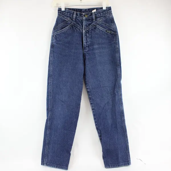 Vintage Rockies Juniors 7 High Rise Straight Leg Dark Wash Jeans