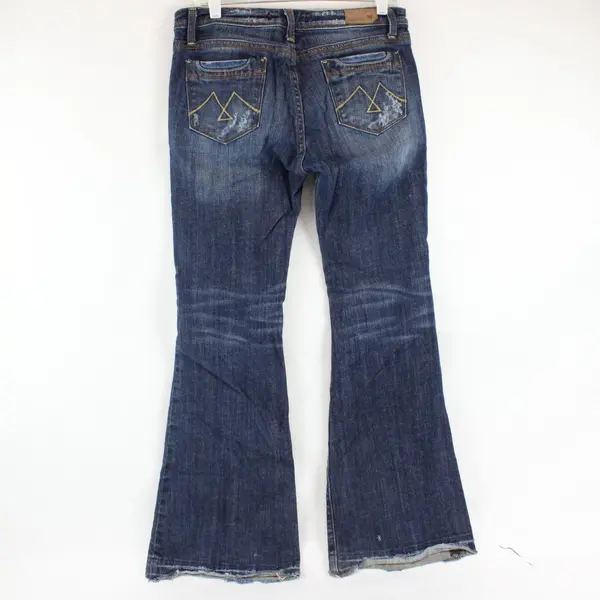 Vigoss Studio Women's Dark Wash Superflare Distressed Jeans Size 7/8 29'' Waist