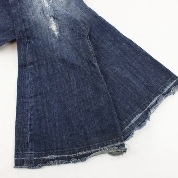 Vigoss Studio Women's Dark Wash Superflare Distressed Jeans Size 7/8 29'' Waist