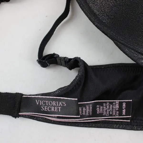Victoria's Secret Push-Up Bra Shiny Print Black 3600768 Size 36B