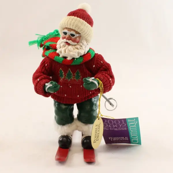 Clothique Santa's Slalom Santa Skier Figurine 2001/2002 New