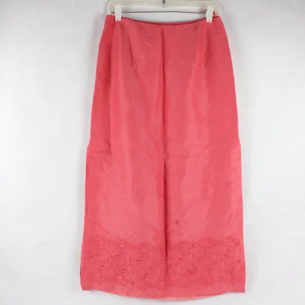 Isda & Co. Embroidered Salmon Pink Maxi Skirt Women's 8 FLAWED