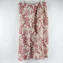 NWB Casuals Beige Red Tropical Floral Maxi Wrap Skirt Women's Large