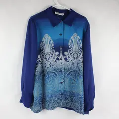 Norton McNaughton Sheer Blue Ombre Long-Sleeved Blouse Women's XL