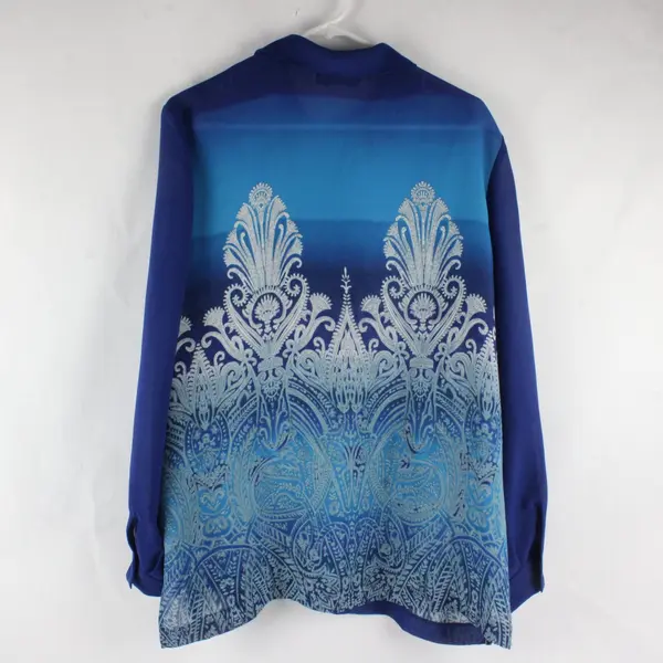 Norton McNaughton Sheer Blue Ombre Long-Sleeved Blouse Women's XL