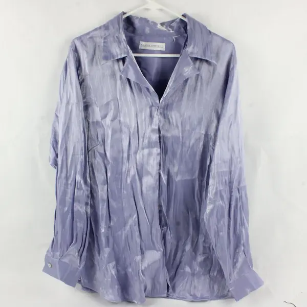 Valerie Stevens II Shimmery Periwinkle Long-Sleeved Button-Up Women's XL