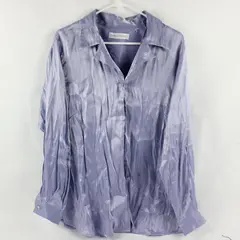 Valerie Stevens II Shimmery Periwinkle Long-Sleeved Button-Up Women's XL