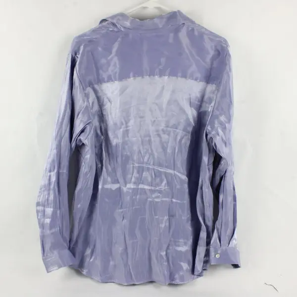 Valerie Stevens II Shimmery Periwinkle Long-Sleeved Button-Up Women's XL