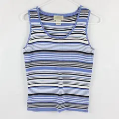 St. John's Bay Blue Striped Knit Tank Top Women's Small