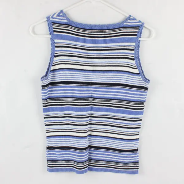 St. John's Bay Blue Striped Knit Tank Top Women's Small