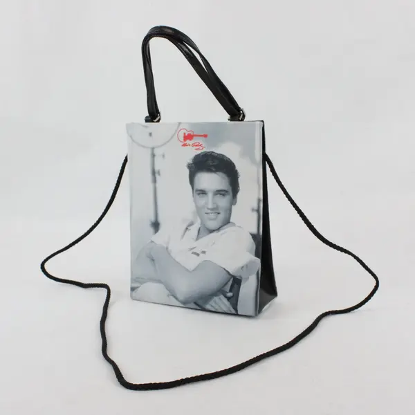 Ashley M. Elvis Presley Small Novelty Tote Bag June 1958 Photo Handle and Strap