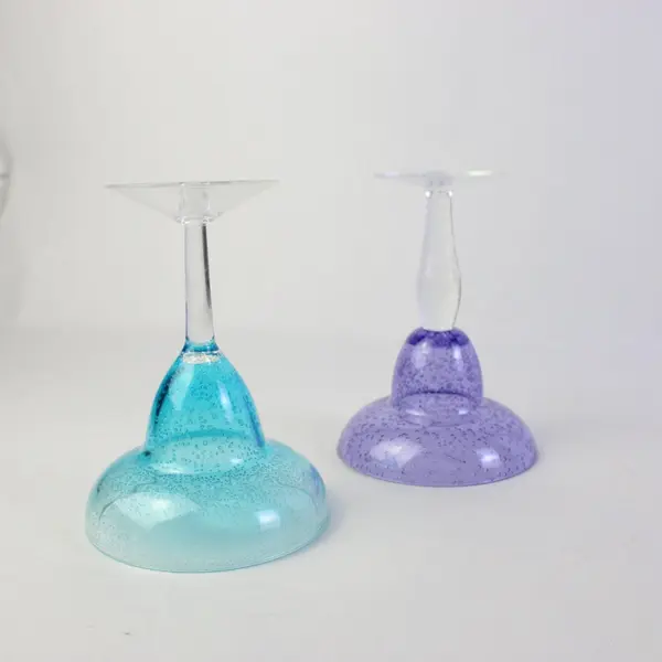 Lot of 2 Plastic Margarita Glasses Blue Purple