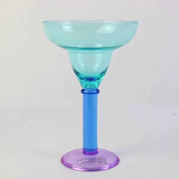 Lot of 2 Blue Plastic Margarita Glasses Bubble Design