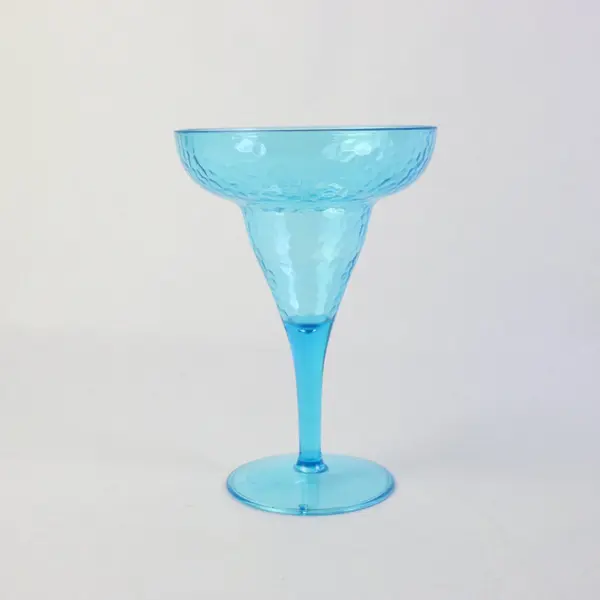 Lot of 2 Blue Plastic Margarita Glasses Bubble Design