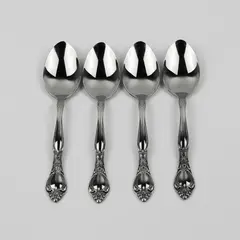 Set of 4 Miracle Maid MMA2 Pattern Oval Soup Spoons Stainless Steel 6.75 Inch