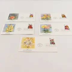 USPS 1994 First Day Flower Postal Cards Set of 5 Rose Marigold Gladiola