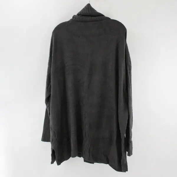 Barefoot Dreams CozyChic Lite Quarter Zip Turtleneck Sweater Dark Grey 2X