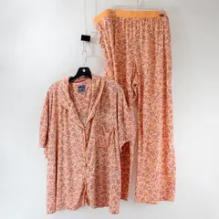 Muk Luks Orange and Pink Floral Short Sleeve Pajama Set Women's 3X