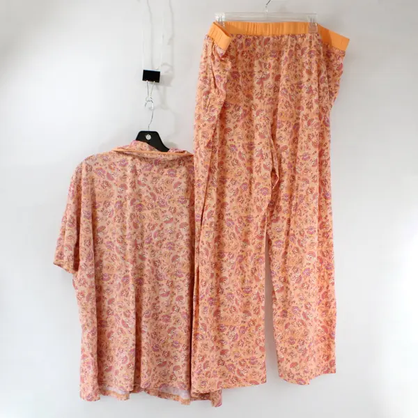 Muk Luks Orange and Pink Floral Short Sleeve Pajama Set Women's 3X