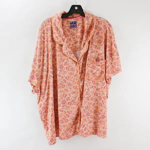 Muk Luks Orange and Pink Floral Short Sleeve Pajama Set Women's 3X