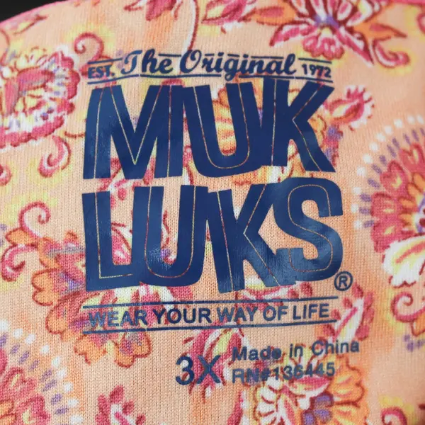 Muk Luks Orange and Pink Floral Short Sleeve Pajama Set Women's 3X