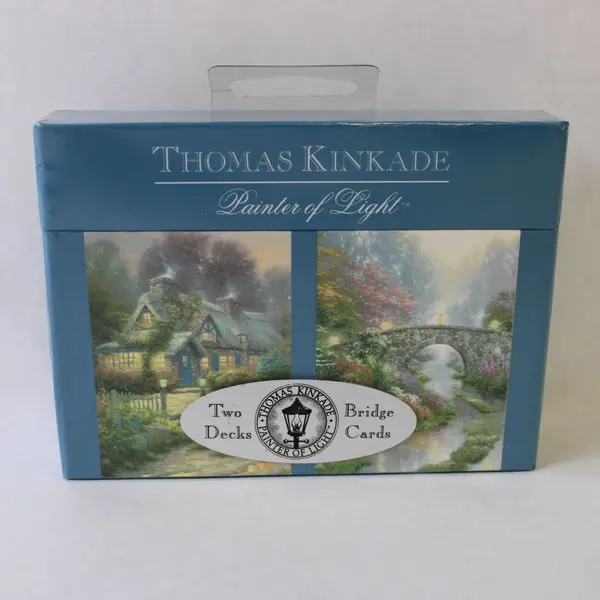 Thomas Kinkade Boxed Dual Deck Playing Cards Stillwater Bridge Teacup Cottage