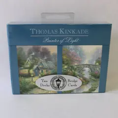 Thomas Kinkade Boxed Dual Deck Playing Cards Stillwater Bridge Teacup Cottage