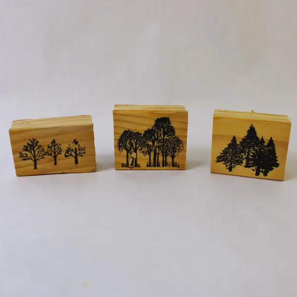 Lot of 3 Tree Rubber Stamps Crafting Scrapbooking Card Making Used
