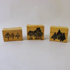 Lot of 3 Tree Rubber Stamps Crafting Scrapbooking Card Making Used