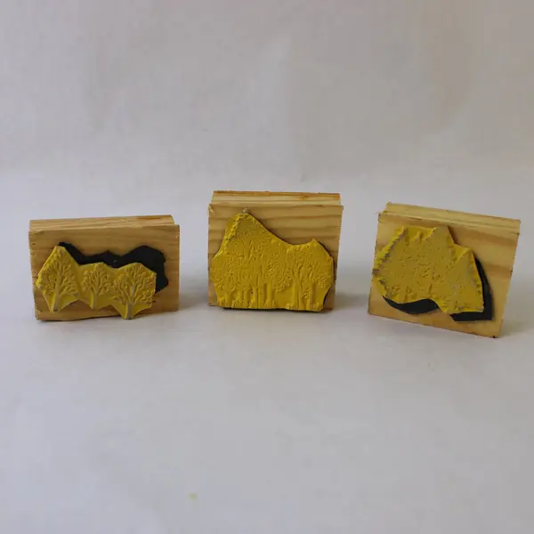 Lot of 3 Tree Rubber Stamps Crafting Scrapbooking Card Making Used