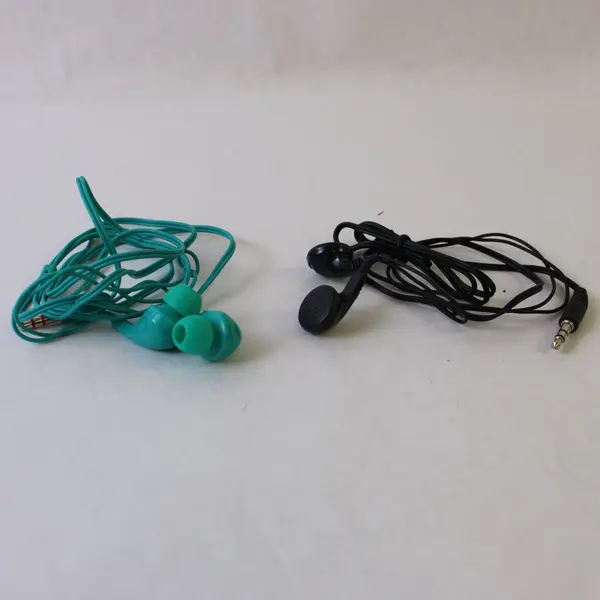Lot of 2 Pairs Earphones Black & Teal Untested Pre-Owned