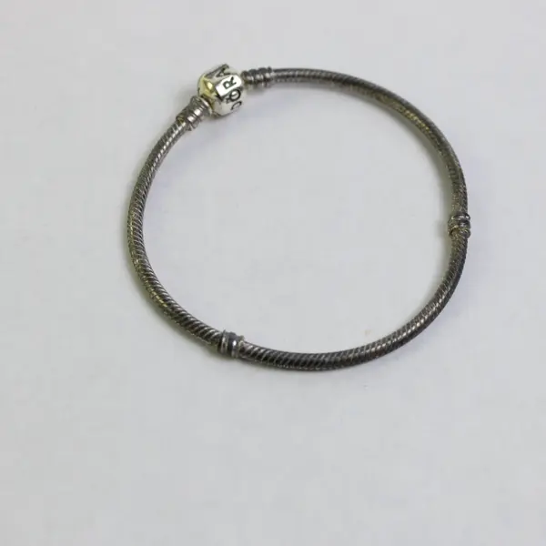 Pandora Moments 925 Sterling Silver Snake Chain Barrel Clasp Bracelet 7-3/4"