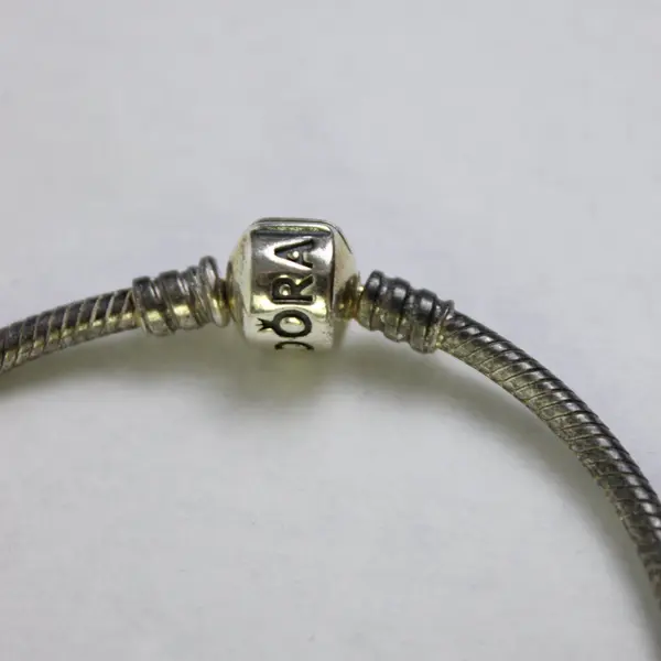 Pandora Moments 925 Sterling Silver Snake Chain Barrel Clasp Bracelet 7-3/4"