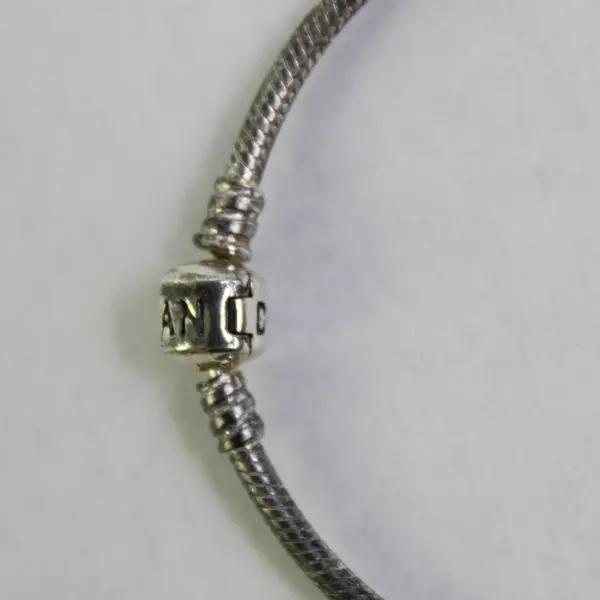 Pandora Moments 925 Sterling Silver Snake Chain Barrel Clasp Bracelet 7-3/4"