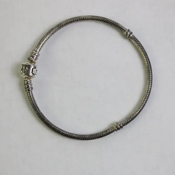 Pandora Moments 925 Sterling Silver Snake Chain Barrel Clasp Bracelet 7-3/4"
