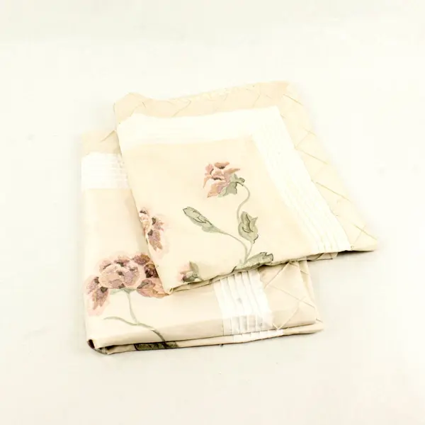 Lot of 2 Quilted Floral Embroidered Pillow Shams 24x30