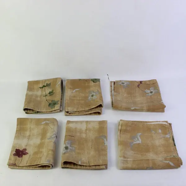 2 Beige Floral Botanical Placemats 4 Linen Napkins Set