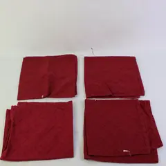 Set of 4 Red Pointelle Linen Napkins 9x9 Square Pre-Owned