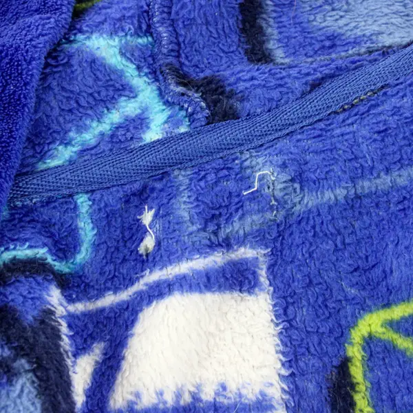 Boys Blue Plush Sports Motif Robe Size L 14/16 Cozy Sleepwear