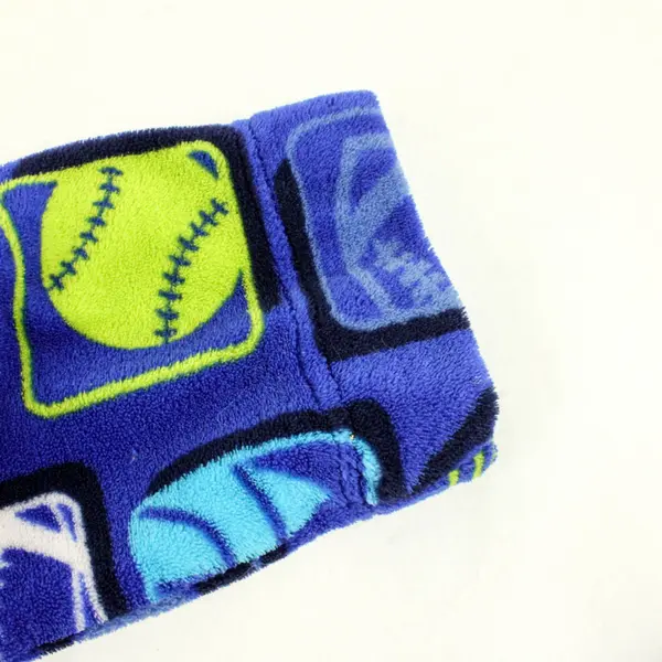 Boys Blue Plush Sports Motif Robe Size L 14/16 Cozy Sleepwear