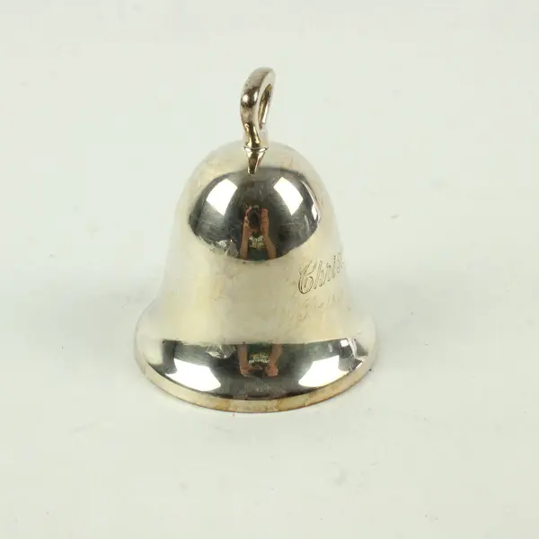 Reed & Barton 1974 Silverplate Christmas Bell Ornament Engraved Betsy & Bob